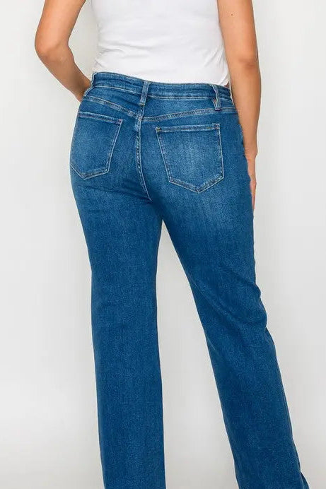 bytos Full Size Cat's Whiskers High Rise Straight Jeans Trendsi