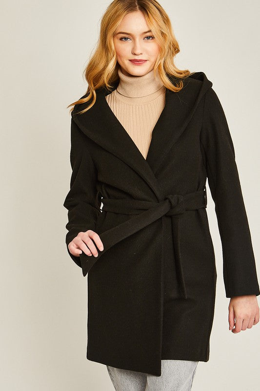 JQ Fleece Belted Hoodie Coat - Pure Serenity DBA