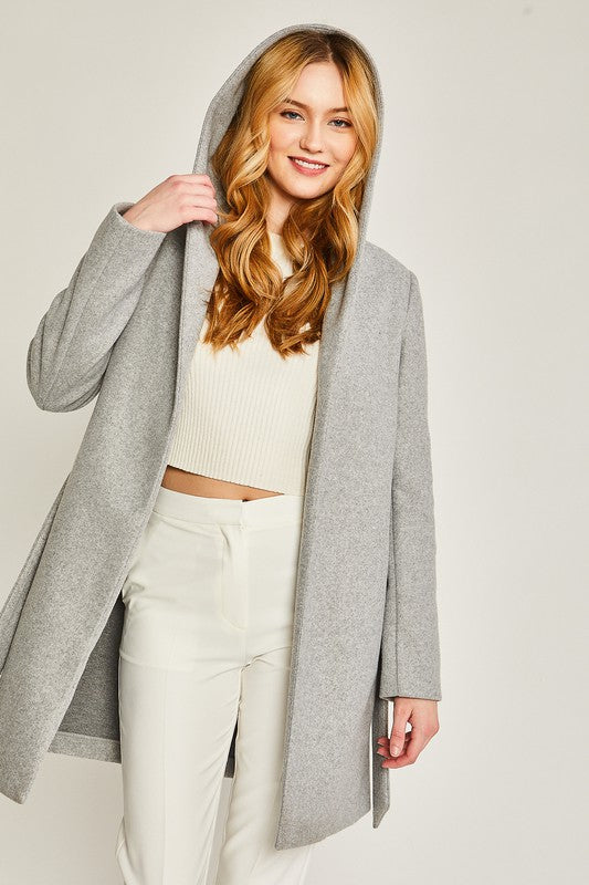 JQ Fleece Belted Hoodie Coat - Pure Serenity DBA