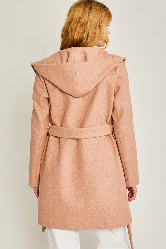 JQ Fleece Belted Hoodie Coat - Pure Serenity DBA