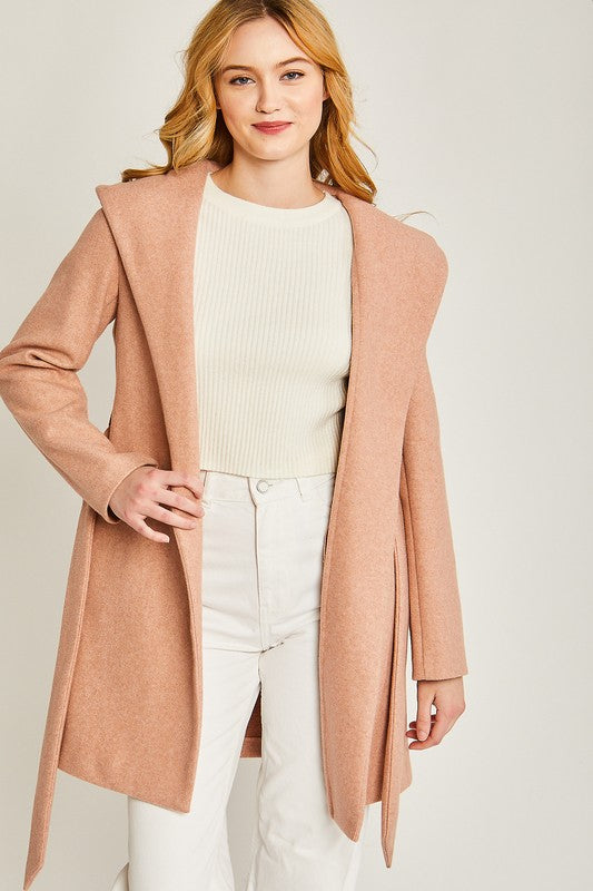 JQ Fleece Belted Hoodie Coat - Pure Serenity DBA