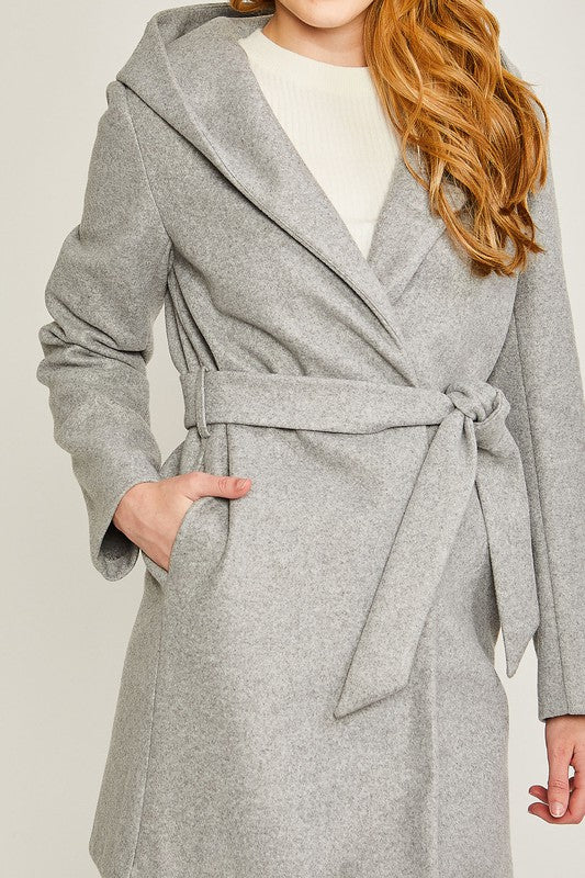 JQ Fleece Belted Hoodie Coat - Pure Serenity DBA