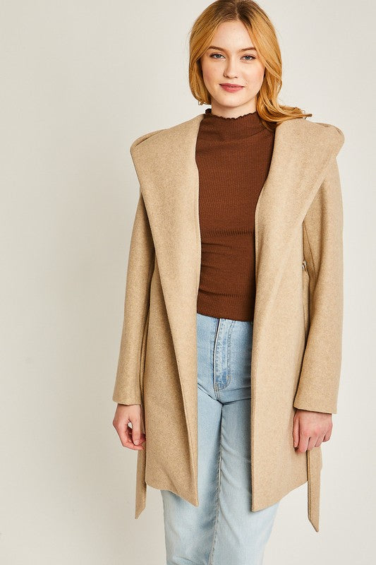 JQ Fleece Belted Hoodie Coat - Pure Serenity DBA