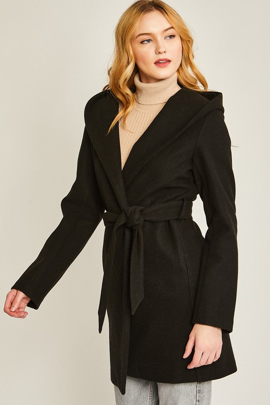 JQ Fleece Belted Hoodie Coat - Pure Serenity DBA