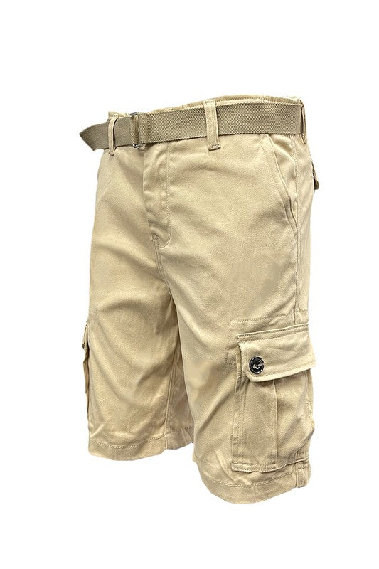 Weiv Mens Belted Cargo Shorts Pockets and Belt - Pure Serenity DBA