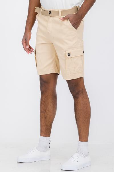 Weiv Mens Belted Cargo Shorts Pockets and Belt - Pure Serenity DBA