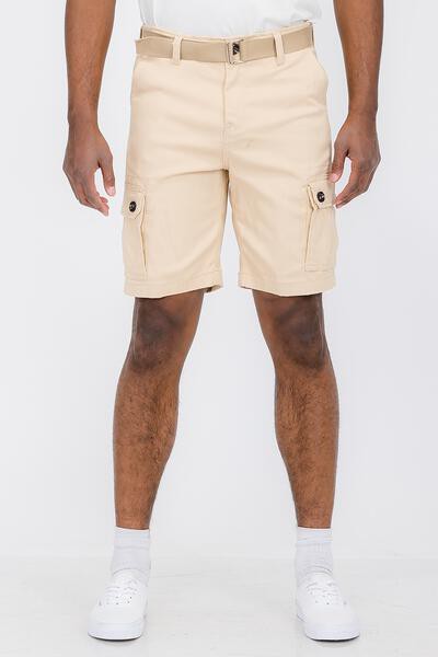 Weiv Mens Belted Cargo Shorts Pockets and Belt - Pure Serenity DBA