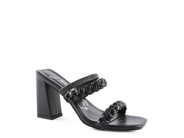 ARNIE BRAIDED BLOCK HEELED SLIDER SANDALS Rag Company