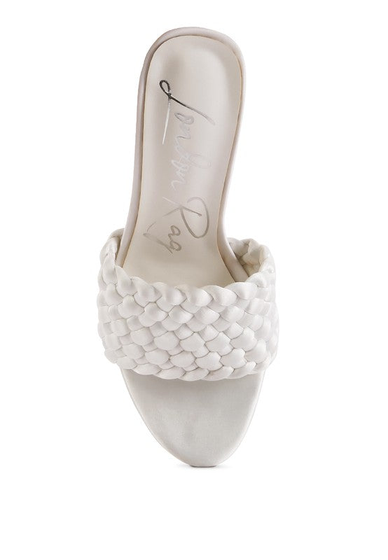 LUST LOOK BRAIDED SATIN BLOCK SANDALS - Pure Serenity DBA