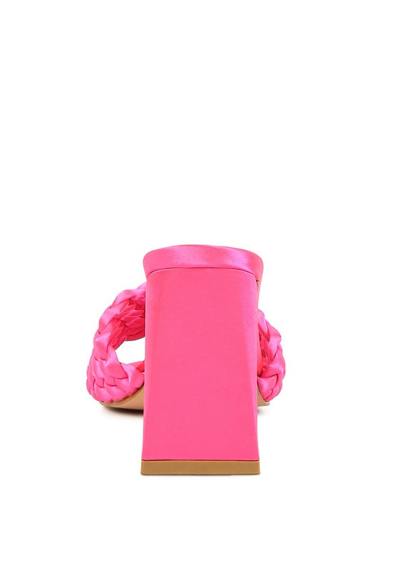 LUST LOOK BRAIDED SATIN BLOCK SANDALS - Pure Serenity DBA