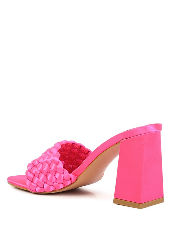 LUST LOOK BRAIDED SATIN BLOCK SANDALS - Pure Serenity DBA