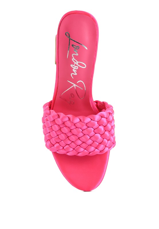 LUST LOOK BRAIDED SATIN BLOCK SANDALS - Pure Serenity DBA