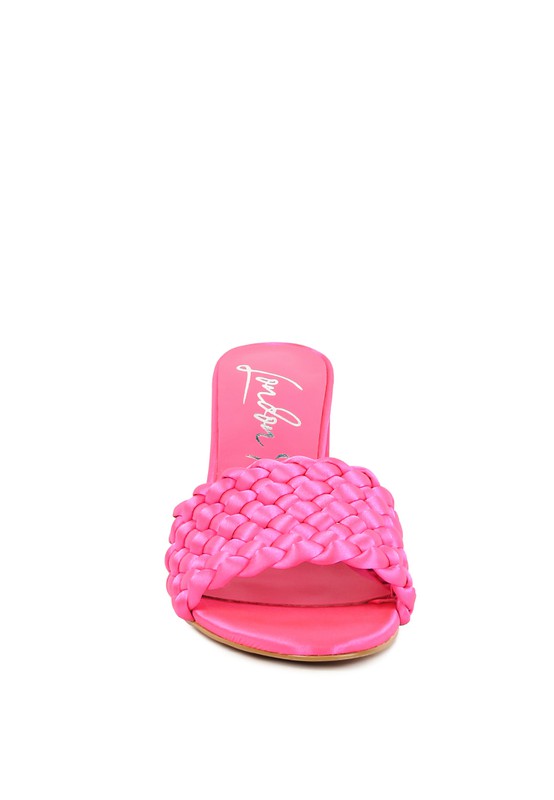 LUST LOOK BRAIDED SATIN BLOCK SANDALS - Pure Serenity DBA