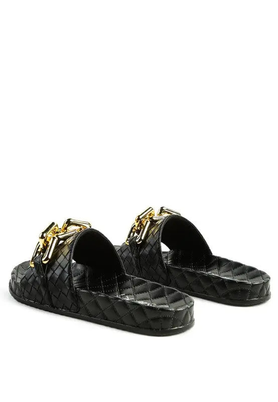 MIAMI SHOT BLING CHAIN STRAP WOVEN SLIP ON FLATS Rag Company