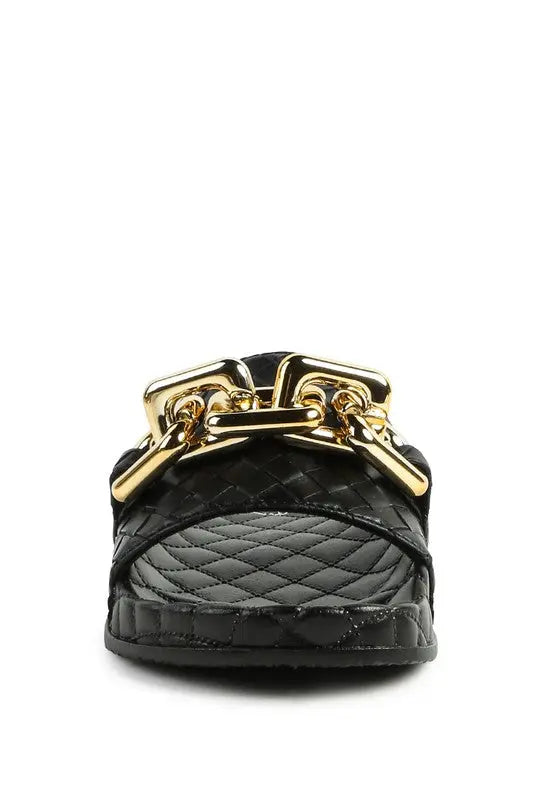 MIAMI SHOT BLING CHAIN STRAP WOVEN SLIP ON FLATS Rag Company