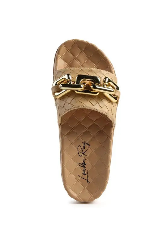 MIAMI SHOT BLING CHAIN STRAP WOVEN SLIP ON FLATS Rag Company