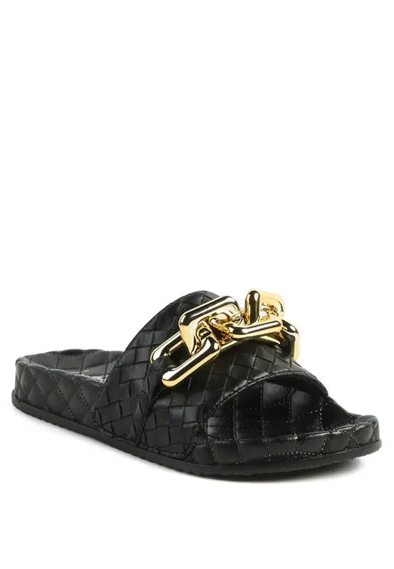 MIAMI SHOT BLING CHAIN STRAP WOVEN SLIP ON FLATS Rag Company