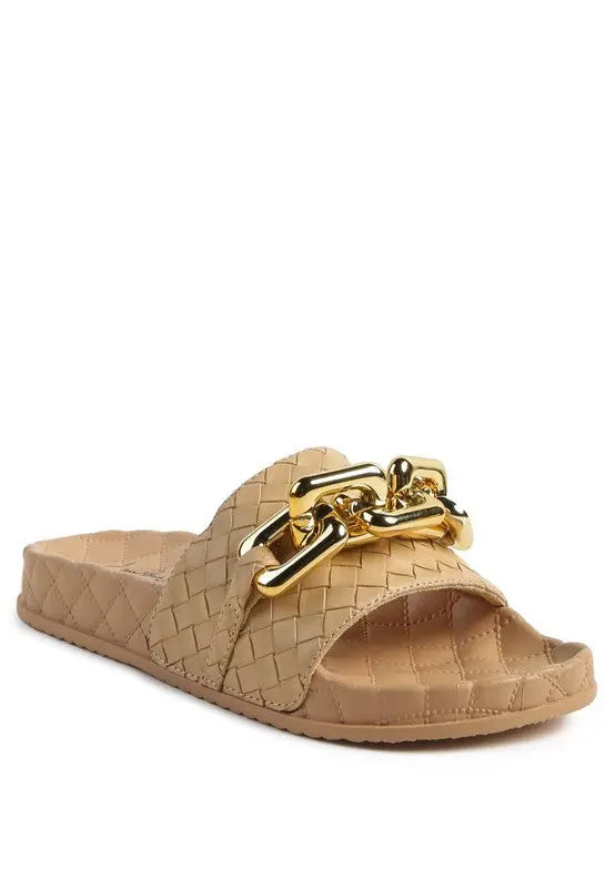 MIAMI SHOT BLING CHAIN STRAP WOVEN SLIP ON FLATS Rag Company