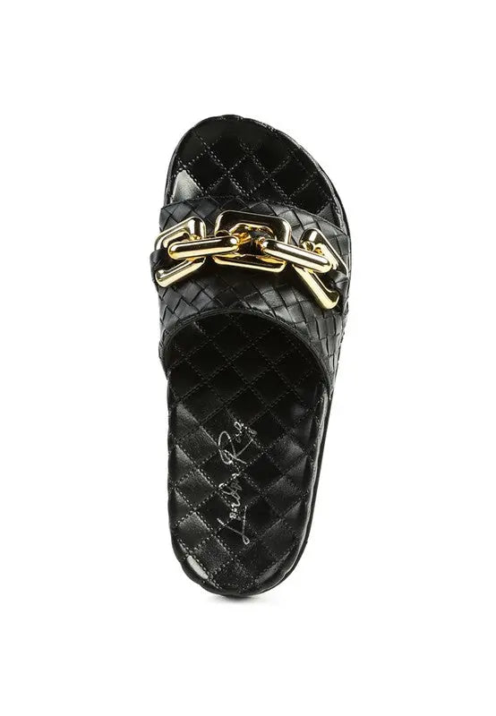MIAMI SHOT BLING CHAIN STRAP WOVEN SLIP ON FLATS Rag Company
