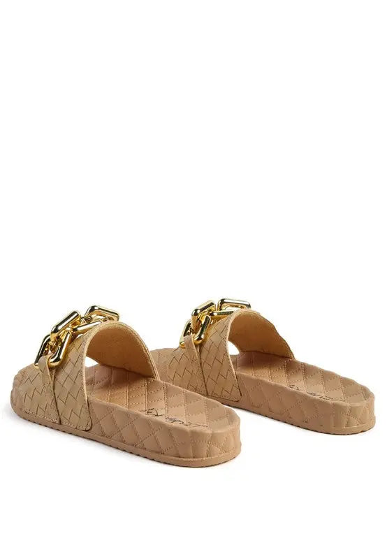 MIAMI SHOT BLING CHAIN STRAP WOVEN SLIP ON FLATS Rag Company