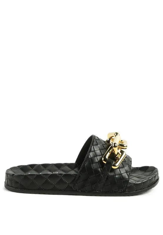 MIAMI SHOT BLING CHAIN STRAP WOVEN SLIP ON FLATS Rag Company