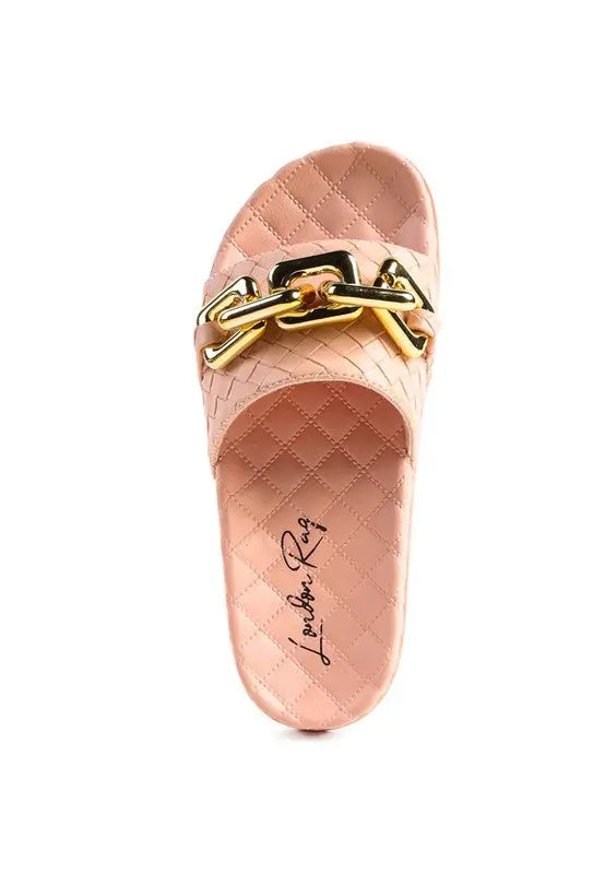 MIAMI SHOT BLING CHAIN STRAP WOVEN SLIP ON FLATS Rag Company