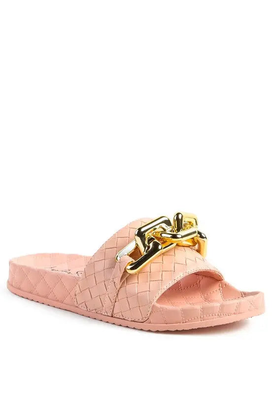 MIAMI SHOT BLING CHAIN STRAP WOVEN SLIP ON FLATS Rag Company