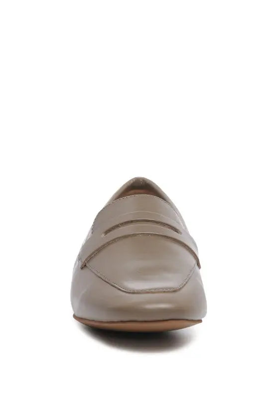 LILIANA Taupe Classic Leather Penny Loafers Rag Company