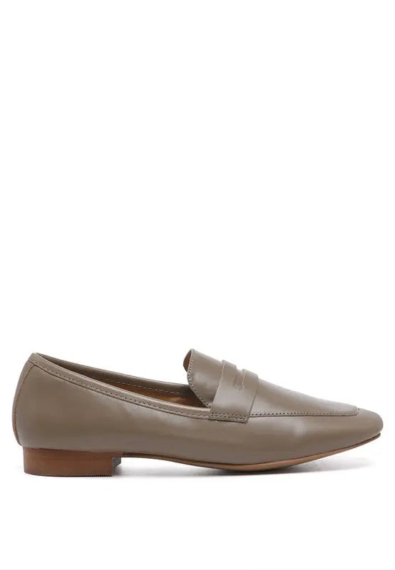 LILIANA Taupe Classic Leather Penny Loafers Rag Company