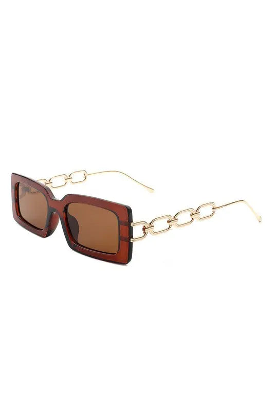 Square Flat Top Chain Link Design Sunglasses Cramilo Eyewear