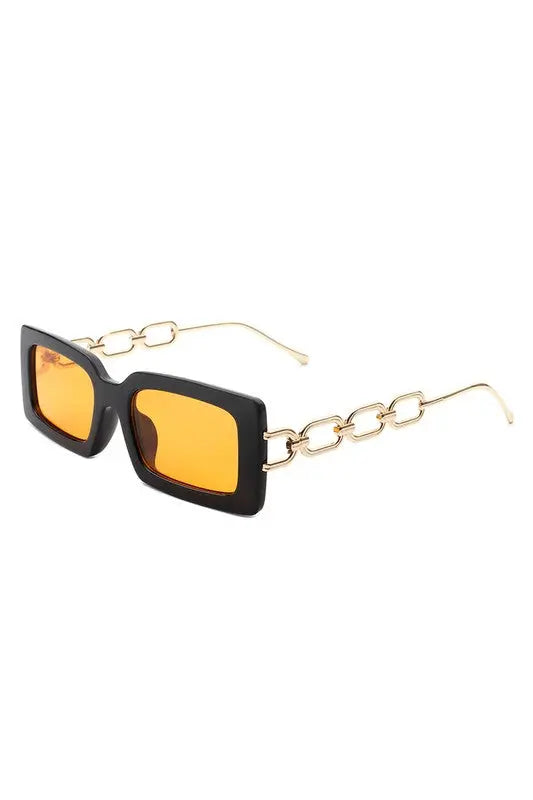 Square Flat Top Chain Link Design Sunglasses Cramilo Eyewear
