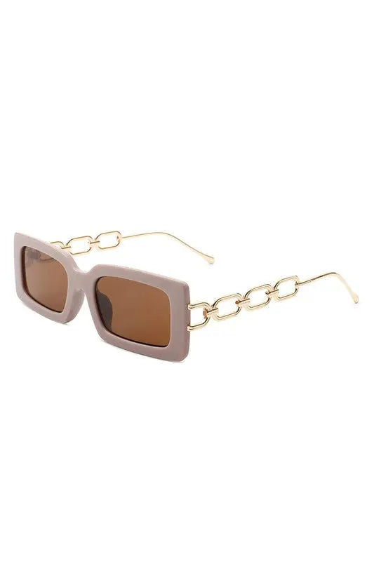 Square Flat Top Chain Link Design Sunglasses Cramilo Eyewear