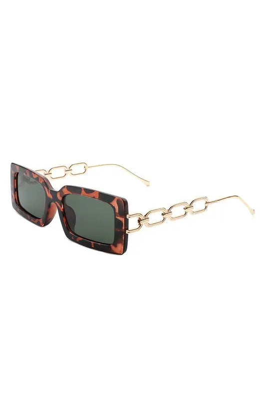 Square Flat Top Chain Link Design Sunglasses Cramilo Eyewear