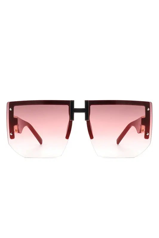 Square Oversize Flat Top Half Frame Sunglasses Cramilo Eyewear
