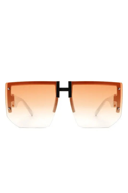 Square Oversize Flat Top Half Frame Sunglasses Cramilo Eyewear