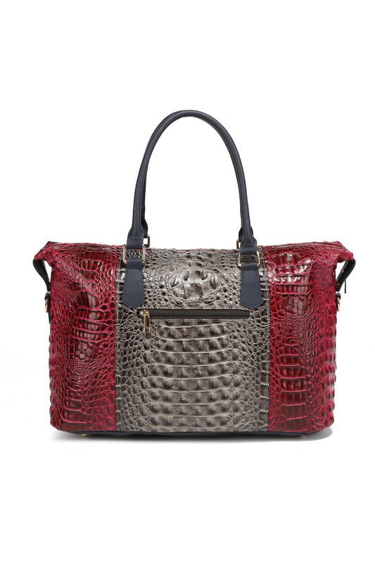 MKF Faux Crocodile-Embossed Duffle Bag by Mia K - Pure Serenity DBA