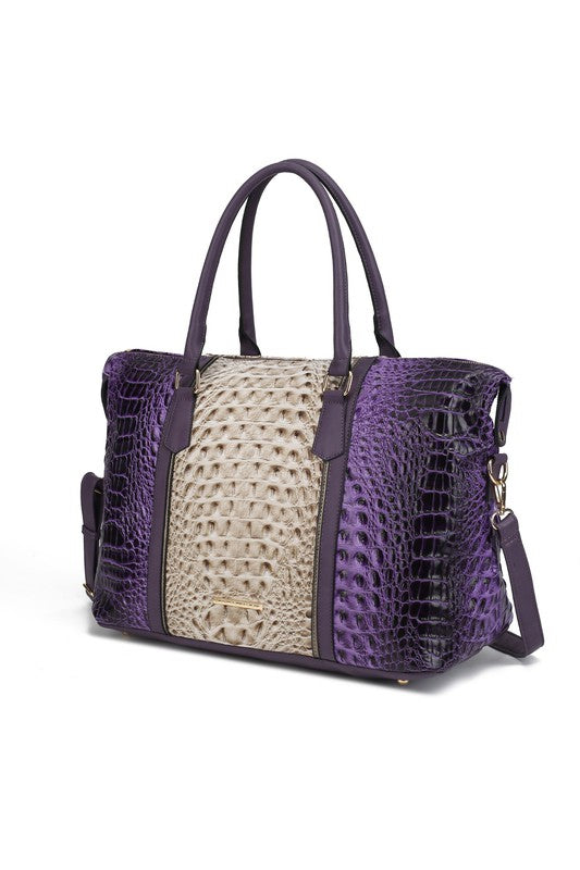 MKF Faux Crocodile-Embossed Duffle Bag by Mia K - Pure Serenity DBA
