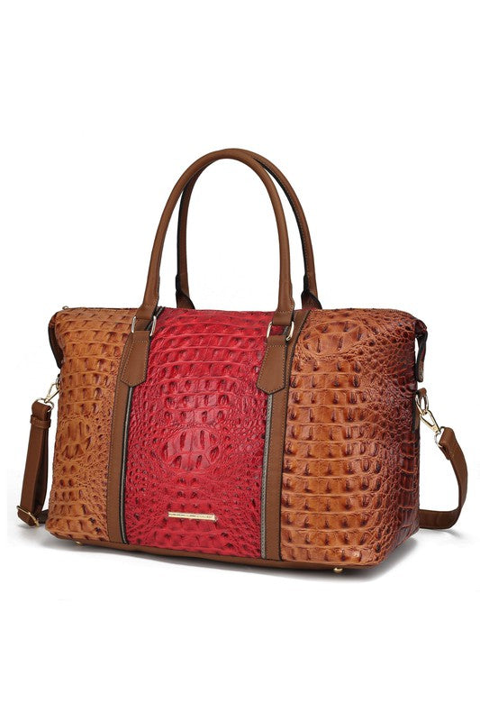 MKF Faux Crocodile-Embossed Duffle Bag by Mia K - Pure Serenity DBA
