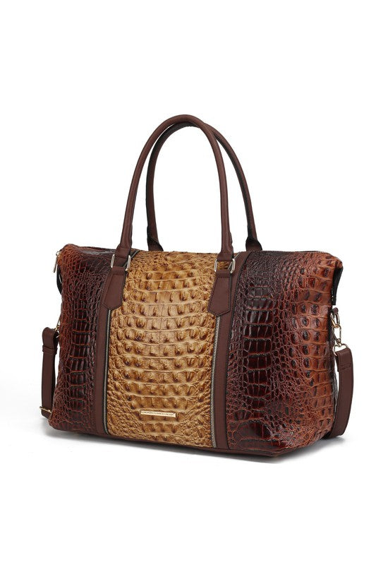 MKF Faux Crocodile-Embossed Duffle Bag by Mia K - Pure Serenity DBA