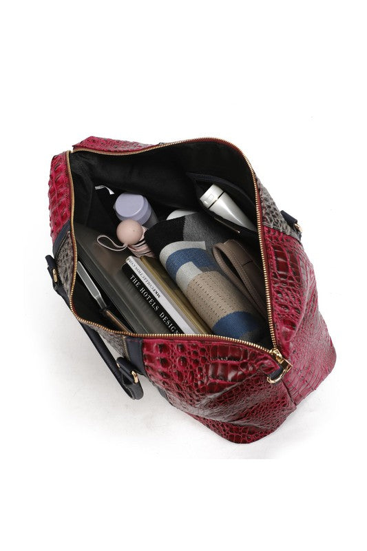 MKF Faux Crocodile-Embossed Duffle Bag by Mia K - Pure Serenity DBA