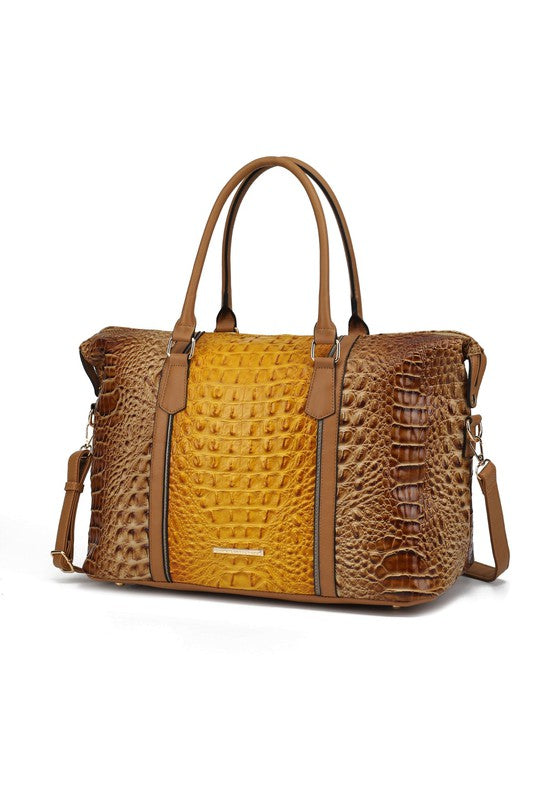MKF Faux Crocodile-Embossed Duffle Bag by Mia K - Pure Serenity DBA