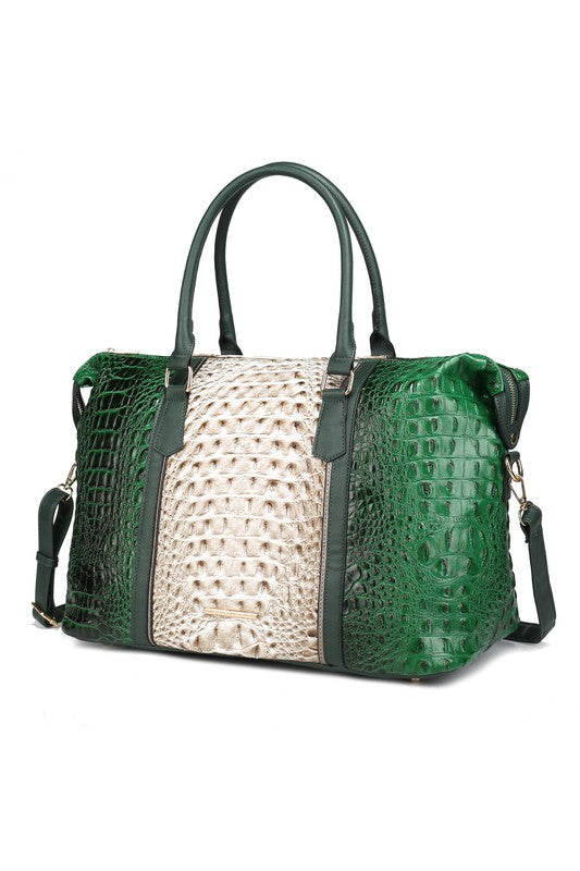 MKF Faux Crocodile-Embossed Duffle Bag by Mia K - Pure Serenity DBA