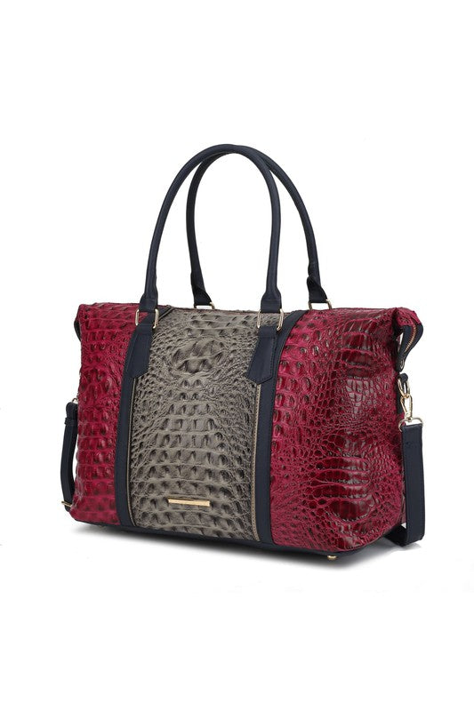 MKF Faux Crocodile-Embossed Duffle Bag by Mia K - Pure Serenity DBA