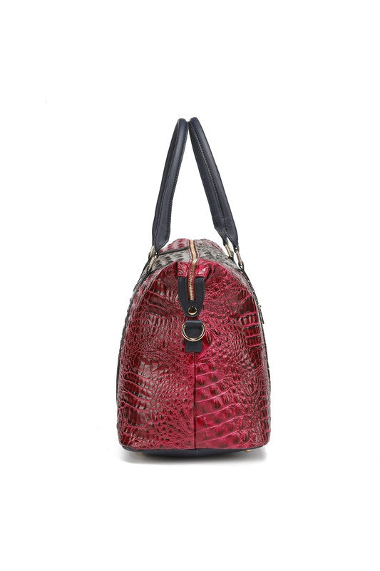 MKF Faux Crocodile-Embossed Duffle Bag by Mia K - Pure Serenity DBA