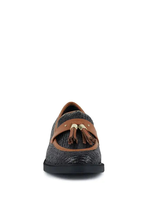 Foxford Tassle Detail Raffia Loafers - Pure Serenity DBA