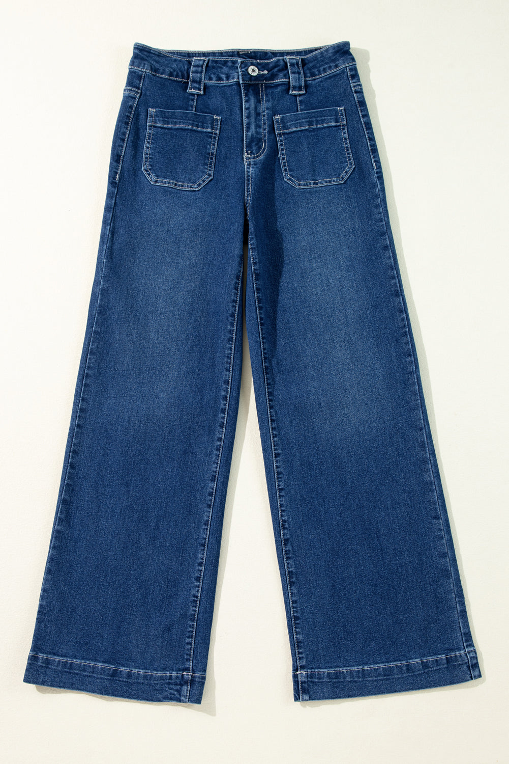 Sail Blue Wide Leg Pocketed High Waist Jeans - Pure Serenity DBA