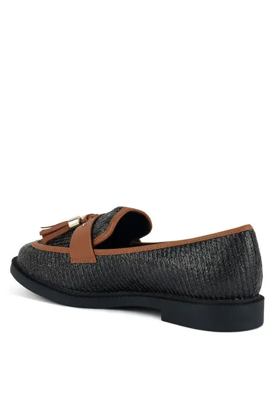 Foxford Tassle Detail Raffia Loafers - Pure Serenity DBA