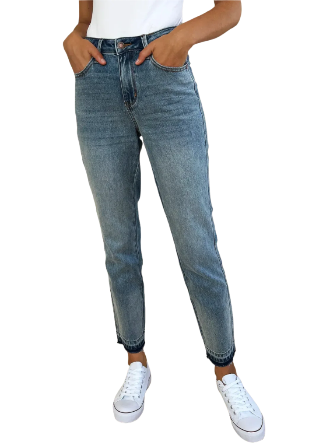 Judy Blue Full Size Mid Rise Rigid Magic Release Hem Jeans - Pure Serenity DBA
