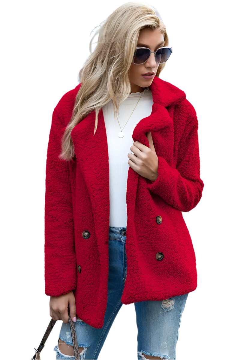 Ivy Lane Full Size Lapel Collar Sherpa Coat - Pure Serenity DBA