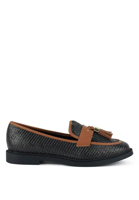 Foxford Tassle Detail Raffia Loafers - Pure Serenity DBA